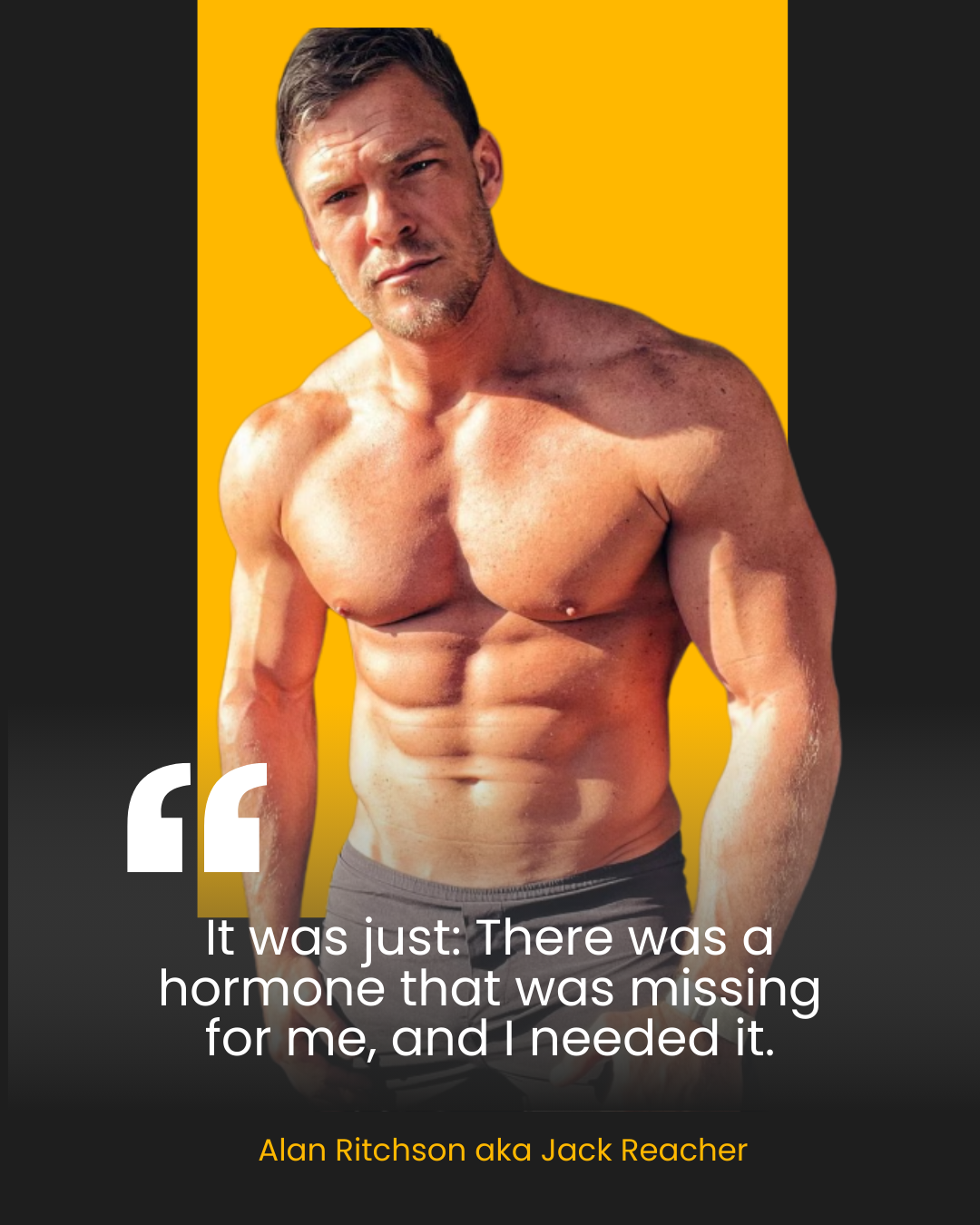 Alan Ritchson, star of 'Jack Reacher,' admits to Testosterone Replacement Therapy (TRT): 'It was just: There was a hormone that was missing for me, and I needed it.' This image targets those looking for effective hormone optimization solutions.